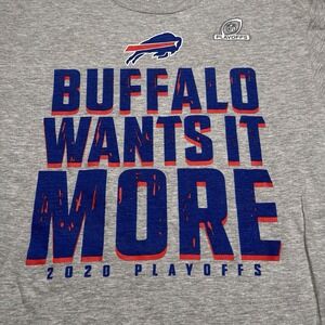Buffalo Bills Tee Shirt NFL "Buffalo Wants It More" 2020 Playoffs Size M NWOT